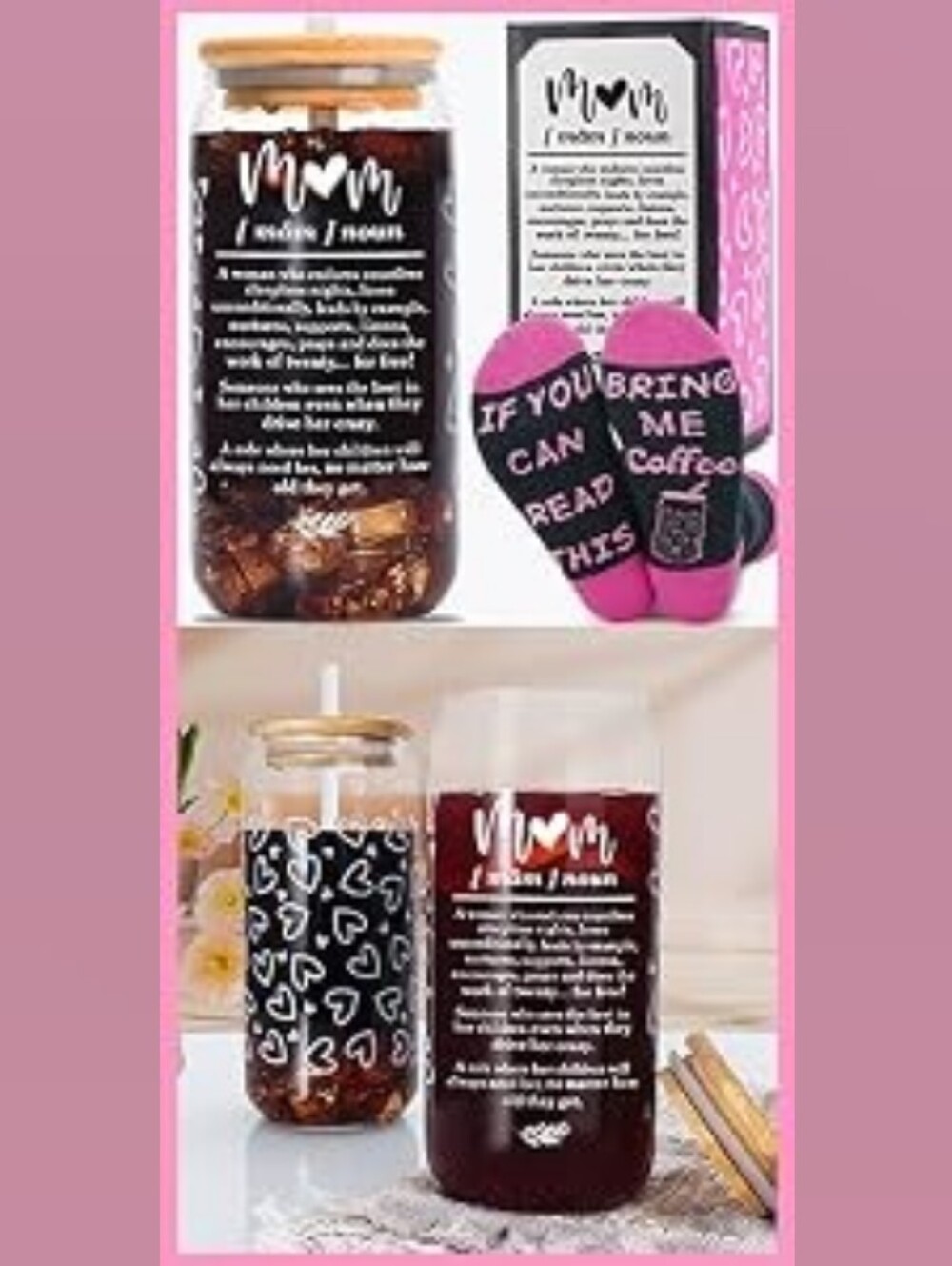 Mom Glass Tumbler Gift Set
